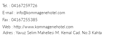 Nemrut Kommagene Hotel telefon numaralar, faks, e-mail, posta adresi ve iletiim bilgileri
